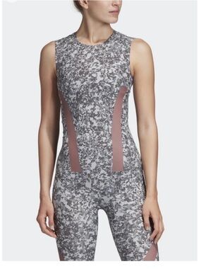Adidas by Stella McCartney Gray Camo Tank Top with Mauve Panels